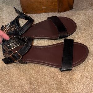 Palms Black Sandals for Women
